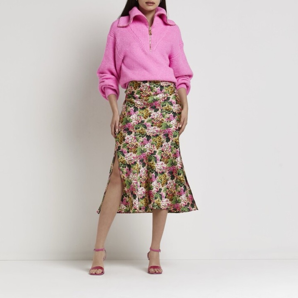 River Island Floral Print Midi Skirt